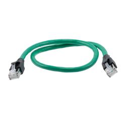 Picture of Category 7 10gig Ethernet Cable Assembly, S/FTP Shielded Pairs, RJ45 Male/Plug, 26AWG Stranded, PVC, Green, 2M