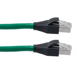 Picture of Category 7 10gig Ethernet Cable Assembly, S/FTP Shielded Pairs, RJ45 Male/Plug, 26AWG Stranded, PVC, Green, 3M