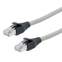 Picture of Category 7 10gig Ethernet Cable Assembly, S/FTP Shielded Pairs, RJ45 Male/Plug, 26AWG Stranded, PVC, Gray, 0.5M