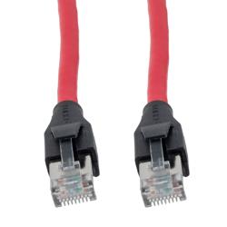 Picture of Category 7 10gig Ethernet Cable Assembly, S/FTP Shielded Pairs, RJ45 Male/Plug, 26AWG Stranded, PVC, Red, 5M