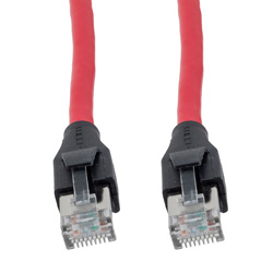 Picture of Category 7 10gig Ethernet Cable Assembly, S/FTP Shielded Pairs, RJ45 Male/Plug, 26AWG Stranded, PVC, Red, 7.5M