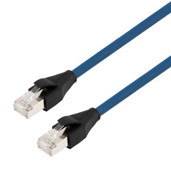 Picture of Category 7 10gig Ethernet Cable Assembly, S/FTP Braid with Individually Shielded Pairs, RJ45 Male/Plug, 26AWG Stranded, LSZH, Blue, 15.0M