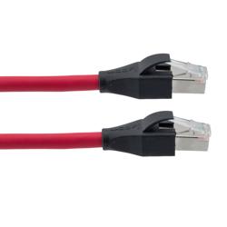 Picture of Category 7 10gig Ethernet Cable Assembly, S/FTP Shielded Pairs, RJ45 Male/Plug, 26AWG Stranded, LSZH, Red, 2M
