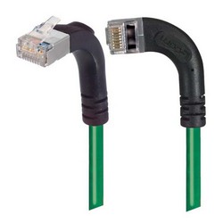 Picture of Category 5E Shielded Right Angle Patch Cable, RA Left Exit/RA Up, Green 10.0 ft