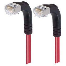 Picture of Category 5E Shielded Right Angle Patch Cable, Right Angle Down/Right Angle Down, Red 15.0 ft