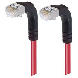 Picture of Category 5E Shielded Right Angle Patch Cable, Right Angle Down/Right Angle Down, Red 1.0 ft