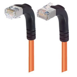 Picture of Category 5E Shielded Right Angle Patch Cable, Down/Right Angle Up, Orange 10.0 ft