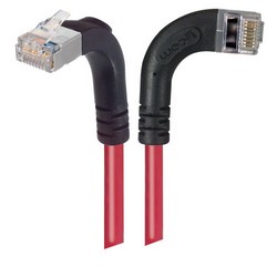Picture of Category 5E Shielded LSZH Right Angle Patch Cable, Right Angle Right/Right Angle Up, Red, 25.0 ft