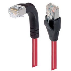 Picture of Category 5E Shielded LSZH Right Angle Patch Cable, Straight/Right Angle Down, Red, 10.0 ft