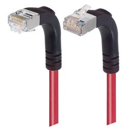 Picture of Category 5E Shielded LSZH Right Angle Patch Cable, Right Angle Up/Right Angle Down, Red, 10.0 ft