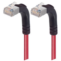 Picture of Category 5E Shielded LSZH Right Angle Patch Cable, Right Angle Up/Right Angle Up, Red, 10.0 ft