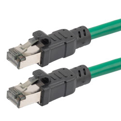 Picture of Category 8 40gig Ethernet Cable Assembly, S/FTP Overall Braid Shield w Shielded Pairs, RJ45 Male-Plug, 24AWG Solid, CM PVC, Green, 15FT
