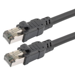 Picture of Category 8 40gig Ethernet Cable Assembly, S/FTP Overall Braid Shield w Shielded Pairs, RJ45 Male-Plug, 24AWG Solid, LSZH, Black, 15FT
