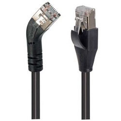 Picture of Category 5E Shielded 45° Patch Cable, Straight/Left 45° Angle, Black 10.0 ft