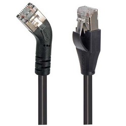 Picture of Category 5E Shielded 45° Patch Cable, Straight/Right 45° Angle, Black 10.0 ft