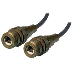 Picture of IP68 Ruggedized Cat5e Cable, RJ45, Jack to Jack, ZnNi Finish w/ FR-TPE Cable & Dust Caps, 10.0m