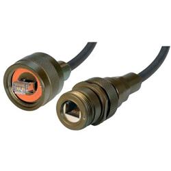 Picture of IP68 Ruggedized Cat5e Cable, RJ45, Plug to Jack, ZnNi Finish w/ FR-TPE Cable & Dust Caps, 1.0m