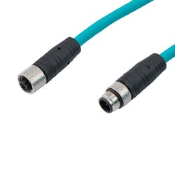 Picture of Category 5e M12 IP68 4 Position D code Double Shielded SF/UTP Industrial Outdoor High Flex Cable, M12 M to M12 F, CMX TPE, TEAL, 15m