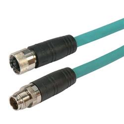 Picture of Category 6a M12 8 Position X code SF/UTP Industrial Cable, M12 M / M12 F, 10.0m