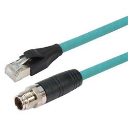 Picture of Category 6a M12 8 Position X code SF/UTP Industrial Cable, M12 M / RJ45, 1.0m