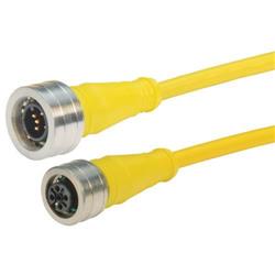 Picture of Brad® Ultra-Lock® M12 Cable 5 pole A code IP69K rated Male to Female 22AWG PVC YLW, 1.0m