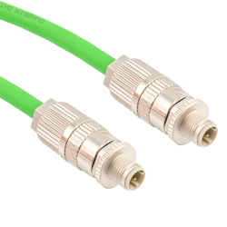 Picture of Profinet Type A Category 5e Cable IP67 M12 D-Code Male to Male SF/UTP Double Shielded 22AWG Solid Industrial Outdoor PLTC TPE Green 2.0m