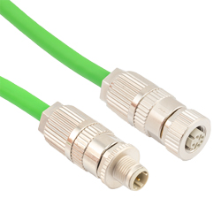 Picture of Profinet Type A Category 5e Cable IP67 M12 D-Code Male to Female SF/UTP Double Shielded 22AWG Solid Industrial Outdoor PLTC TPE Green 10.0m