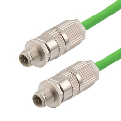 Picture of Profinet Type B/C Cat5e Cable IP67 M12 D-Code Male-Male Double Shielded 22AWG Stranded High Flex Industrial Outdoor PLTC TPE Green 10m