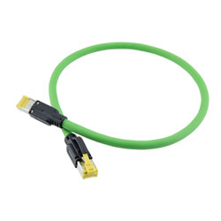 Picture of Profinet Type B/C Cat6a 4-Pair RJ45-RJ45 Cable SF/UTP Double Shielded 26AWG Stranded Drag Chain HighFlex Industrial Outdoor HFPUR Green 0.5M