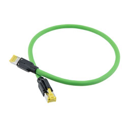 Picture of Profinet Type B/C Cat6a 4-Pair RJ45-RJ45 Cable SF/UTP Double Shielded 26AWG Stranded Drag Chain HighFlex Industrial Outdoor HFPUR Green 1M