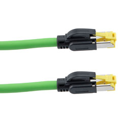Picture of Profinet Type B/C Cat6a 4-Pair RJ45-RJ45 Cable SF/UTP Double Shielded 26AWG Stranded Drag Chain High Flex Industrial Outdoor HFPUR Green 2M