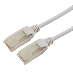 Picture of Category 6a 10gig Slim Ethernet Antibacterial Antimicrobial Cable Assembly, RJ45 Male/Plug, UTP, 28AWG Stranded, CM PVC, White, 100FT