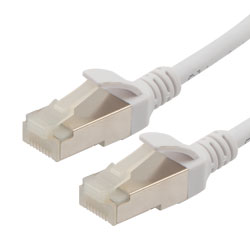 Picture of Category 6a 10gig Slim Ethernet Antibacterial Antimicrobial Cable Assembly, RJ45 Male/Plug, S/FTP, 30AWG Stranded, CM PVC, White, 15FT