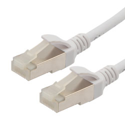 Picture of Category 6a 10gig Slim Ethernet Antibacterial Antimicrobial Cable Assembly, RJ45 Male/Plug, S/FTP, 30AWG Stranded, CM PVC, White, 30FT