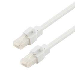 Picture of Category 6a 10gig Ethernet Antibacterial Antimicrobial Cable Assembly, RJ45 Male/Plug, 24AWG Stranded, U/UTP, CM PVC Jacket, White, 100F