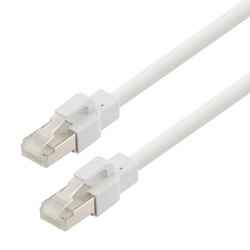 Picture of Category 6a 10gig Ethernet Antibacterial Antimicrobial Cable Assembly, RJ45 Male/Plug, 26AWG Stranded, S/FTP, CM LSZH Jacket, White, 100F