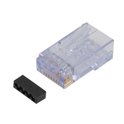 Picture of Category 6 RJ45 8x8 Ethernet Plug Male, Unshielded, Suitable for Large Conductor OD of 0.044-0.048", 1 pack