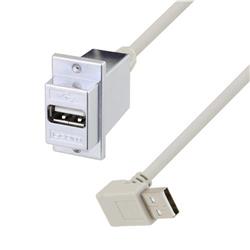 Picture of USB A Female Panel Mount to Type A Male 90 Degree Up 12"