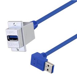 Picture of USB 3.0 Type A ECF Coupler, Female Type A to Male A 90 degree down 12in