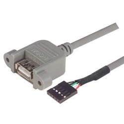 Picture of USB Type A Adapter, Female Bulkhead/Female Header 0.75M