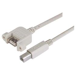Picture of USB Type A Coupler, Female Bulkhead/Type B Male, 0.3M