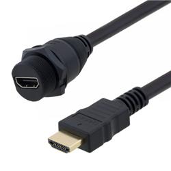 Picture of HDMI Female Waterproof to HDMI Male standard length 1M