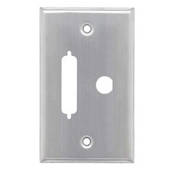 Picture of Stainless Wall Plate, One DB25 Opening and One 0.5" dia. D-hole