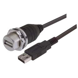 Picture of USB Cable, Shielded Waterproof Panel Mount Type A Female - Standard Type A Male, 0.5m