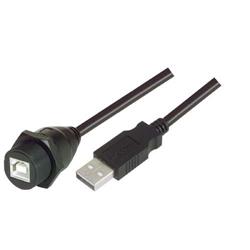 Picture of USB Cable, Waterproof Type B  Female - Standard Type A Male, 0.5m