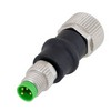 Picture of M8 4 Pin Male to M12 4 Pin A-Code Female Adapter