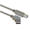Picture of 45 Degree USB Cable, 45 Degree Left Angle A Male / Straight B Male, 0.5 m