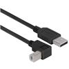 Picture of Right Angle USB Cable, Straight A Male/Down Angle B Male Black, 2.0m