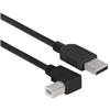 Picture of Right Angle USB Cable, Straight A Male / Left Angle B Male Black, 0.3m