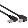 Picture of Right Angle USB Cable, Left Angle A Male/Right Angle B Male Black, 0.3m
